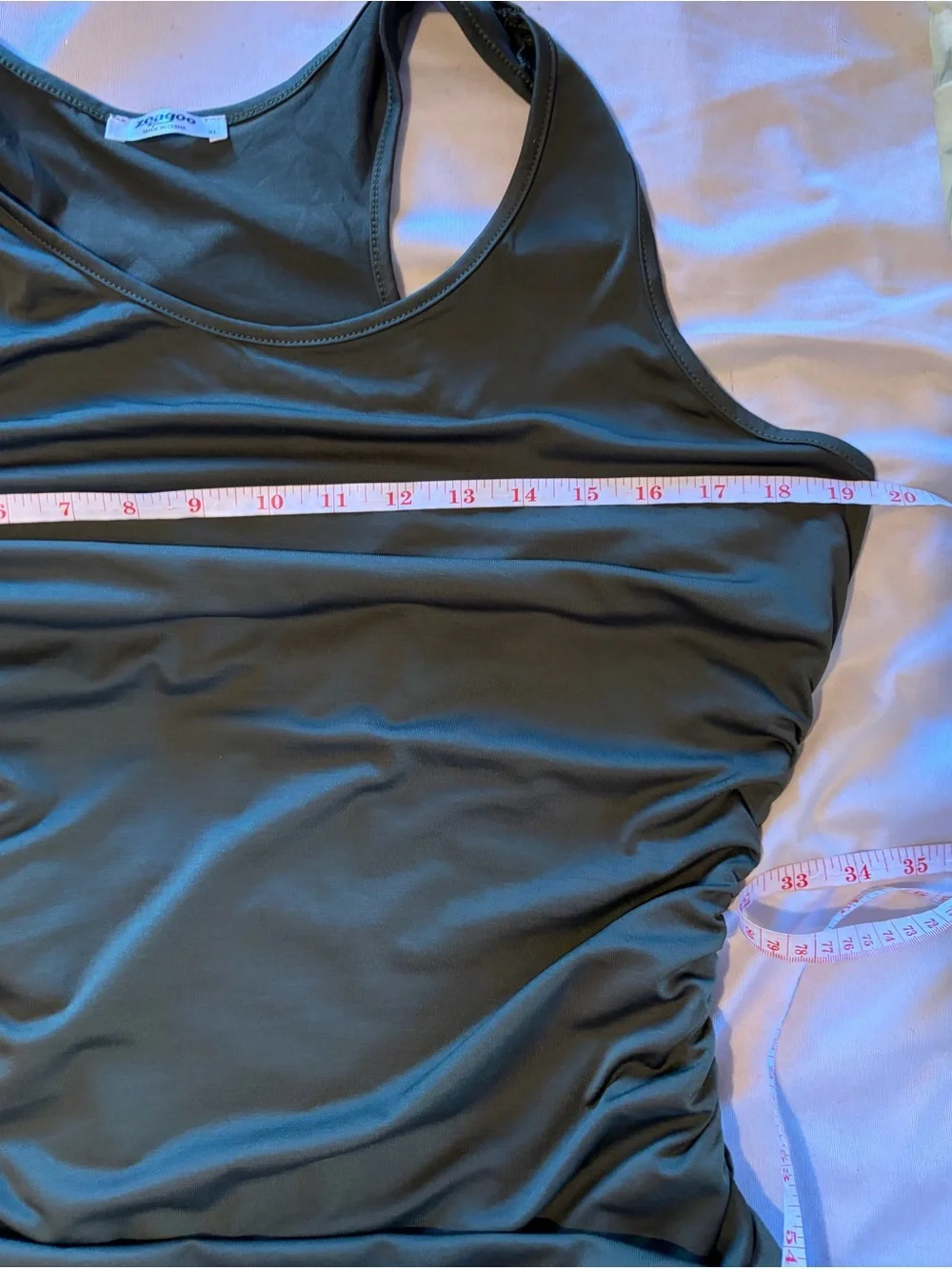 zeagoo Olive Green Ruched Tank Dress